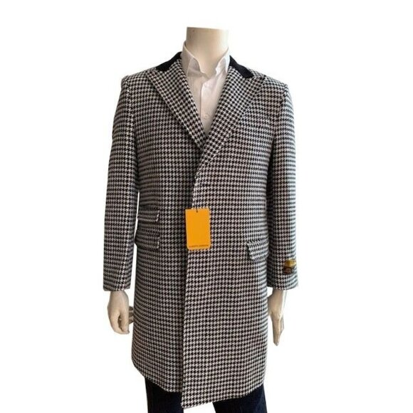 NWT‎ Alberto Nardoni Longline Houndstooth Shelby Coat Size 40 - Picture 1 of 8